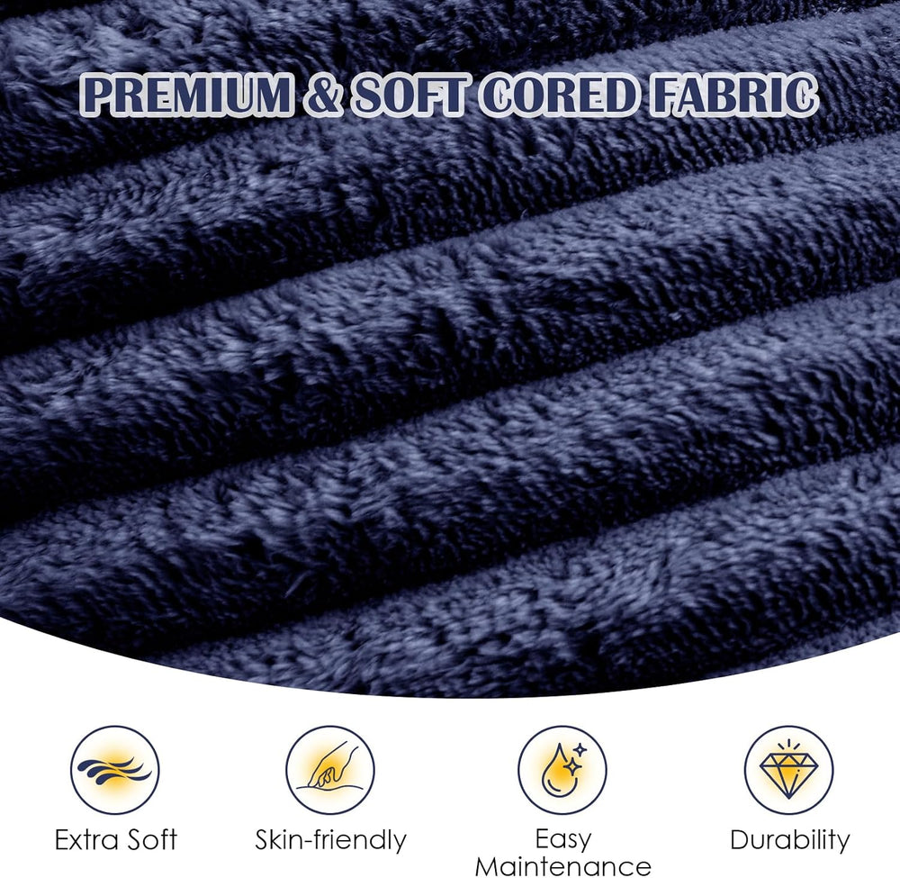 SHOUREN Stuffed Round Ottoman,Pouf Ottoman Foot Rest,20 X 15 in,Navy | Cordur...