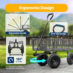 VIVOHOME Heavy Duty 880 Lbs Capacity Mesh Steel Garden Cart Folding Utility Wagon with Removable Sides and 4.10/3.50-4" Wheels 10 inch Tire (Grey)