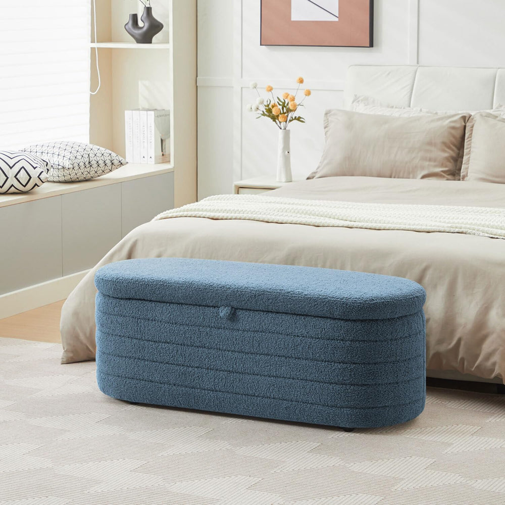 Storage Ottoman Bench End of Bed for Bedroom,45 inch Boucle Upholstered Entry...
