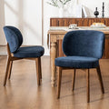 YOUNIKE Dining Chairs Set of 2 Mid Century Modern Kitchen Chair with Back Boucle Fabric Upholstered Armless Chair 20" Wide Padded Seat with Wooden Legs for Kitchen Dining Living Room Bedroom Navy Blue