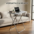Tv Trays Folding Tv Table, Dinner Table for Eating with Sturdy Metal Frame, Small Foldable Snack Trays Table for Living Room, Couch,Sofa, Bed, No Assembly Required (White Marble)