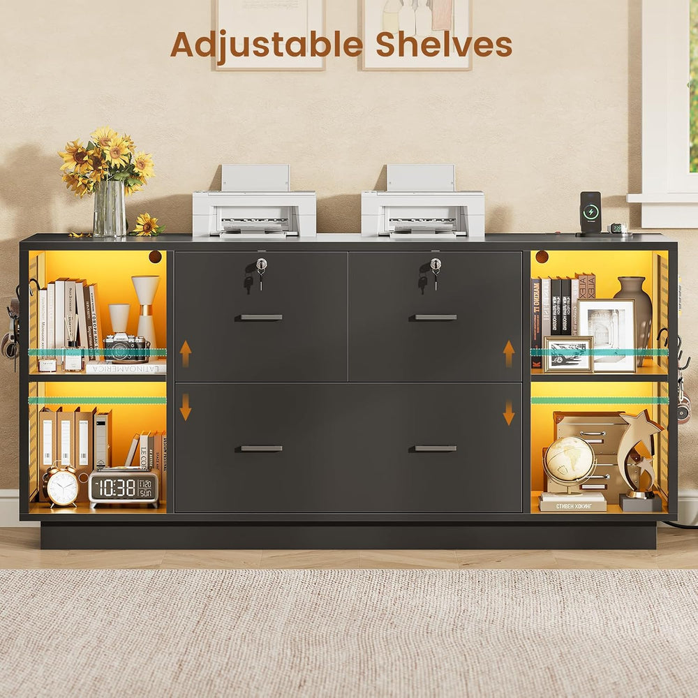 SEDETA 55" File Cabinet with Lock, Large 3 Drawers Filing Cabinets for H...