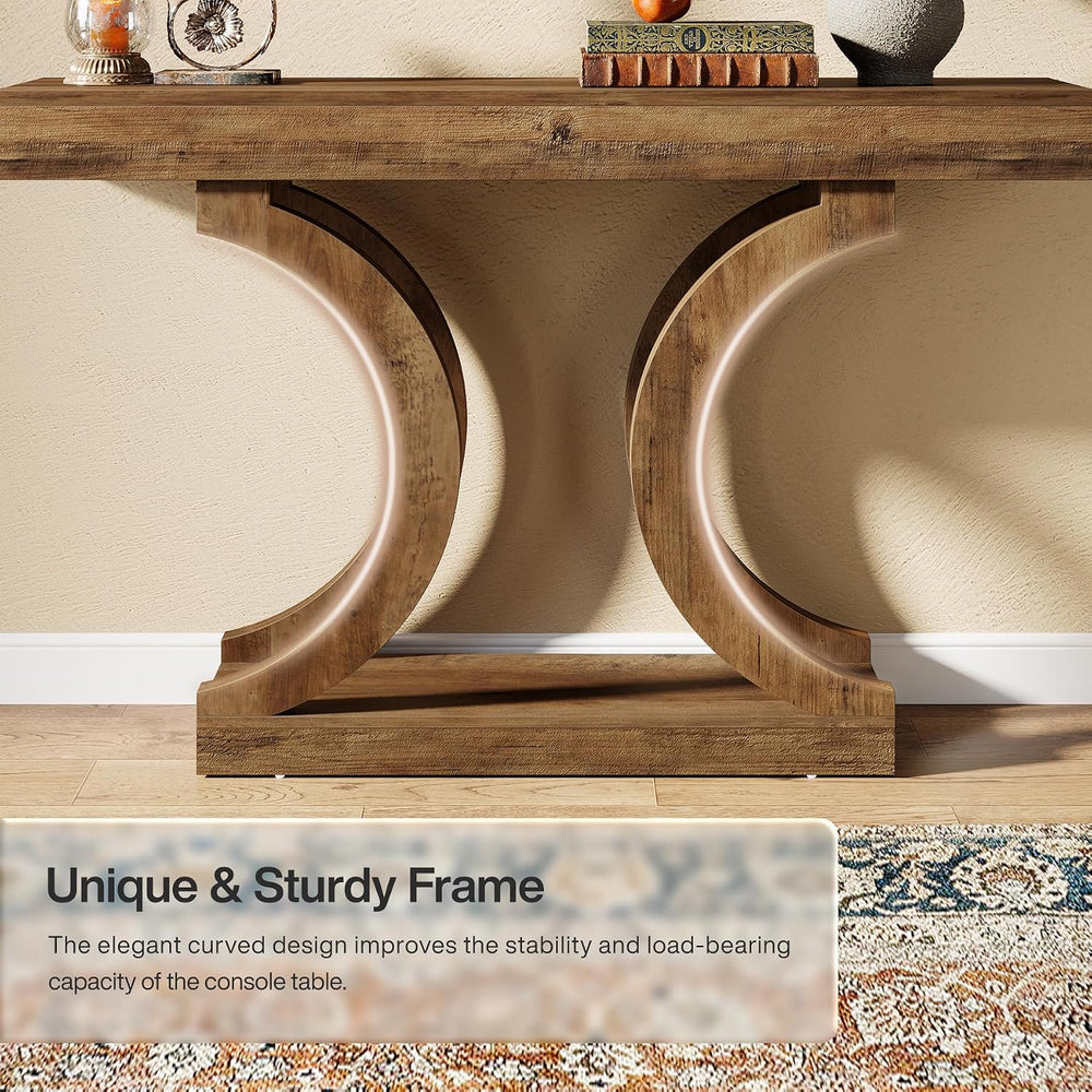Tribesigns 43-Inch Farmhouse Curved Console Entryway Table for Living Room | ...