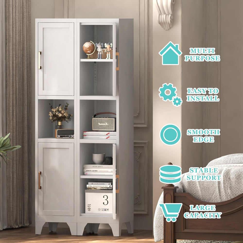 67" H Tall Bathroom Storage Cabinet with 2 Doors ＆Adjustable Shelves,Nar...