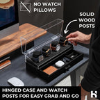 Holme & Hadfield Premium 4-Slot Wooden Watch Display Case – Handcrafted Men’s Watch Box with Accessory Drawer, Hinged Cover, Leather Lining–Christmas Gift for Collectors–Luxury Built to Last