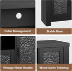 Garvee Farmhouse TV Stand for 55 Inch TV, Entertainment Center with Acrylic Door & Adjustable Shelves, Sideboard Buffet Storage Cabinet for Living Room Bedroom, Black