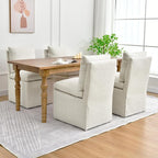 DUHOME Upholstered Armless Dining Chair with Casters,Linen Dining Chairs Set of 2 for Living Room,Single Sofa Chair with 4 Casters for Bedroom Reading Room Waiting Room Kitchen Dining Room