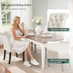 CHUN YI Dining Chairs Set of 2, Button Tufted Upholstered Fabric Dining Room Chairs with Solid Wood Legs and Curved Back, Parsons Side Chairs for Kitchen, Ivory White