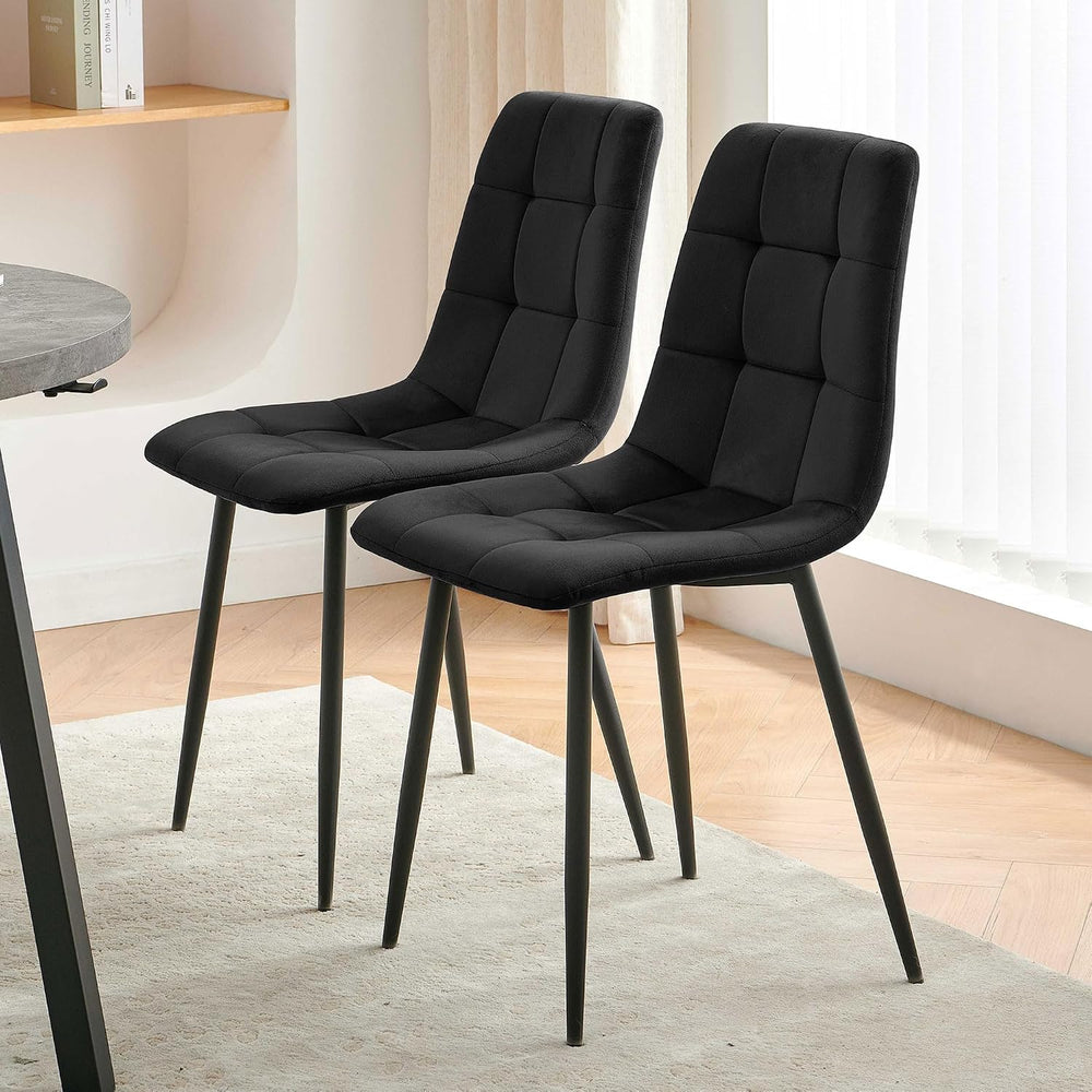 Homedot Black Dining Chairs Set of 4, Modern Upholstered Velvet Kitchen Recep...
