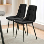 NORDICANA Dining Chairs Set of 2, Upholstered Kitchen Chairs, Black Velvet Side Chairs with Comfortable Cushions & Metal Legs