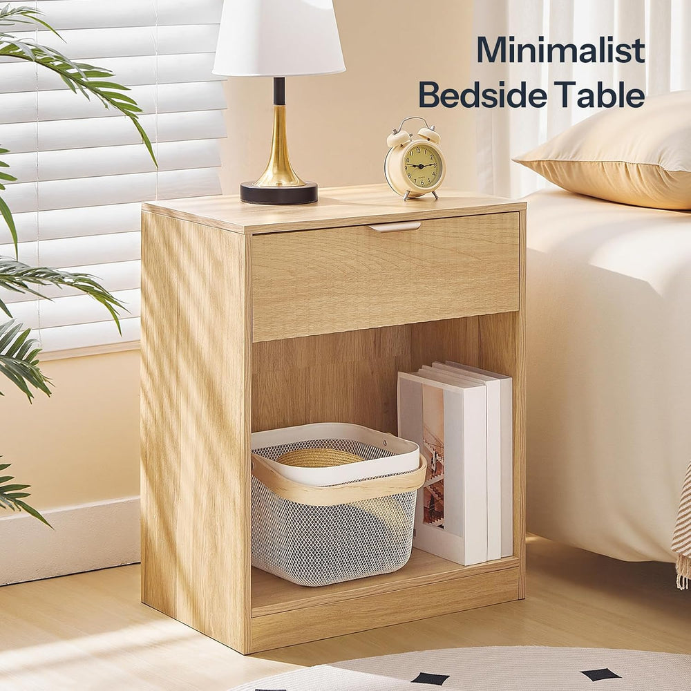 HOOBRO Round Side Table and Nightstand Bundle, 2-Tier Round Sofa End Table, M...