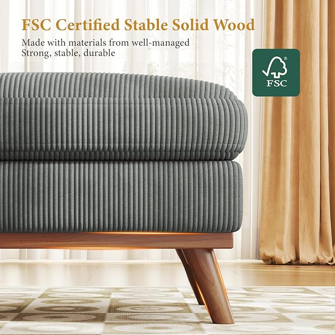 Vesgantti Large Ottoman for Modular Sofa, 29.5" Corduroy Ottoman with Sp...