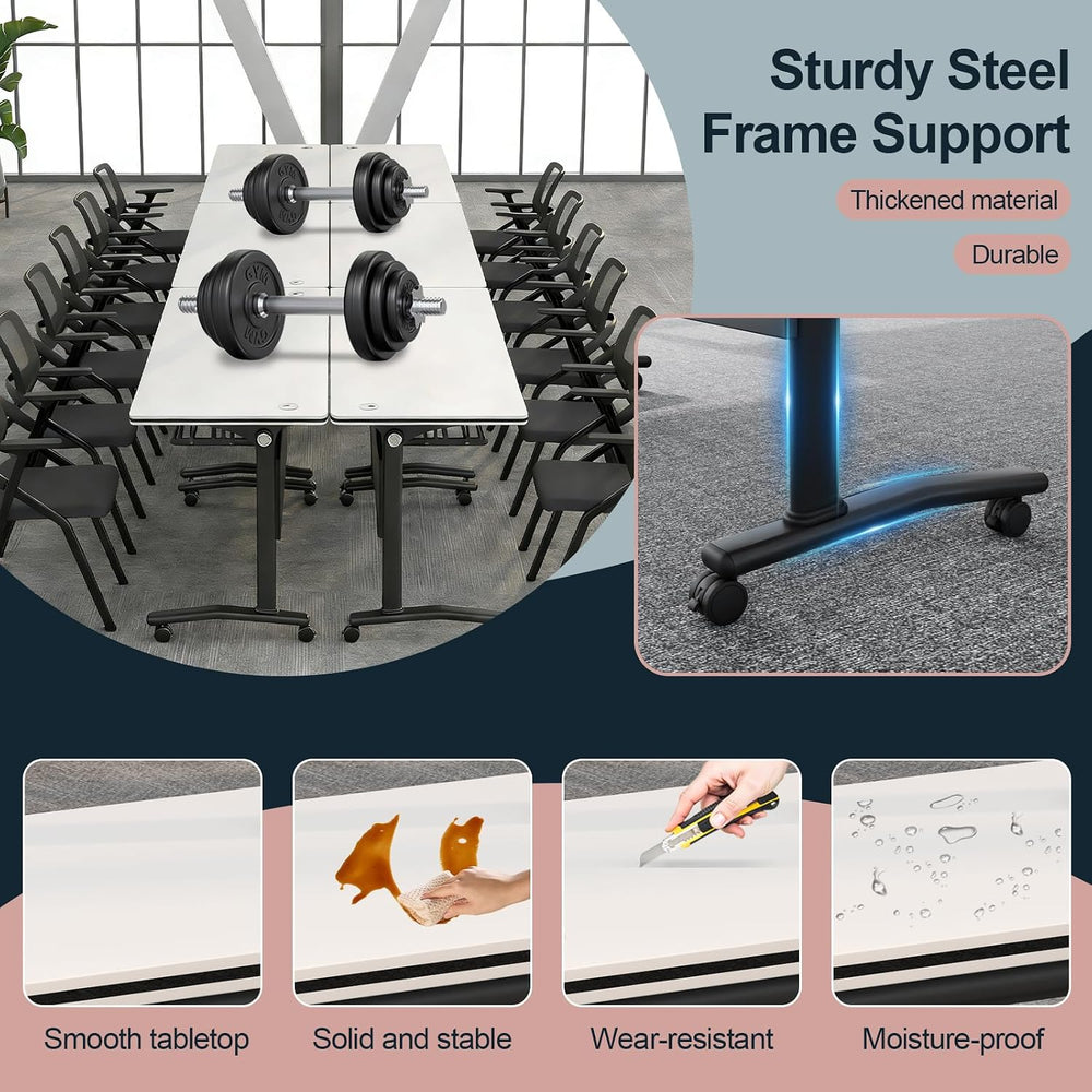 Conference Tables On Wheels,6 Pack Modular Folding Conference Room Table Mobi...