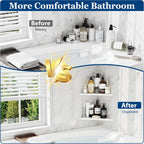 Corner Shower Shelves, 10” Recessed Tile Shower Shelf, 304 Stainless Steel Grout in Corner Tile Shower Shelves, No Drilling, Matte White, 2 Pack