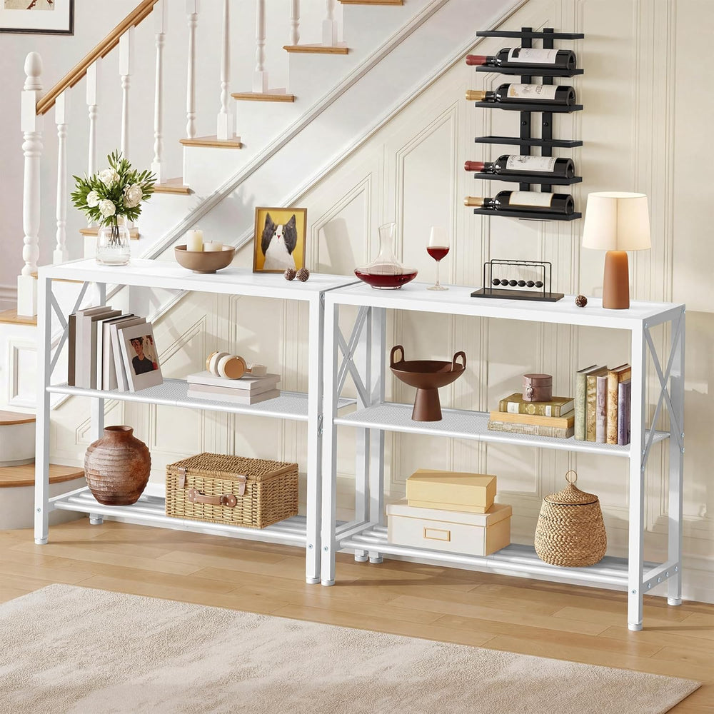 Hoctieon Industrial Console Table, 3 Tier Entryway Table, Metal Frame, Sofa T...
