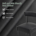 Modern Black Dining Chairs Set of 6, Faux Leather Upholstered Kitchen & Dining Room Chairs, Mid Century Modern Wooden Dining Chairs Oversized Sturdy Rounded Chairs Curved Back