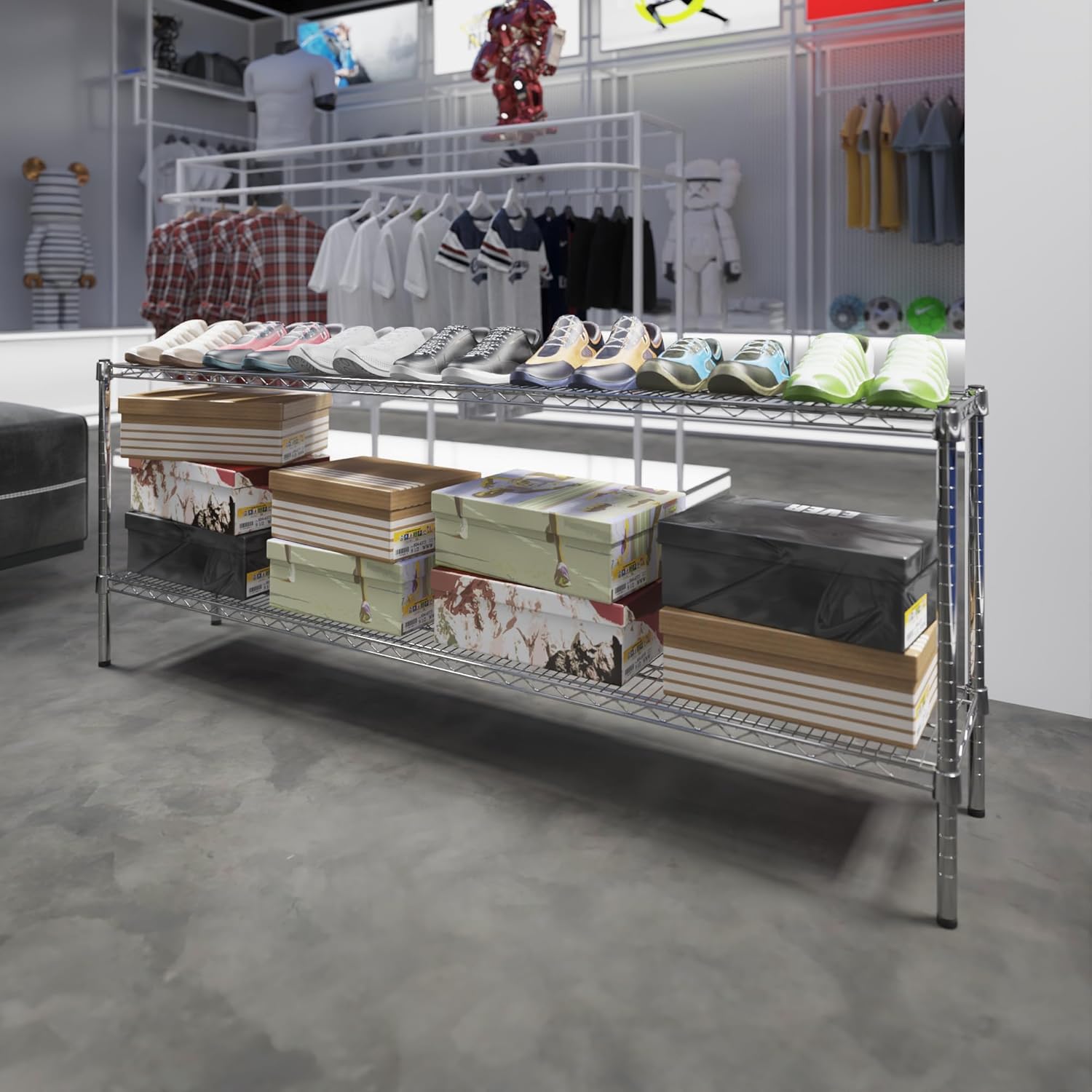 14" Deep x 72" Wide x 27" Height Wire Shelving Kit | 2-Tier | NSF Commercial Storage Rack Unit