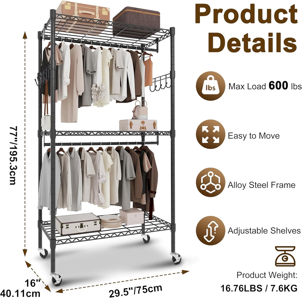 Whitmor Modern Industrial Wardrobe