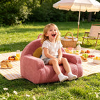 Karl home Toddler Chair Comfy, Cute Arclet Designs Kid's Chair, Red | Toddler Reading Chair, Foam Kids Sofa with Soft Teddy Plush, Outdoor Furniture for Backyard Patio Garden Playroom Preschool