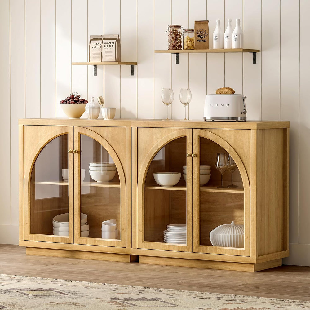 Modern Storage Cabinet, Arched Cabinet with Adjustable Shelves, Sideboard Buf...