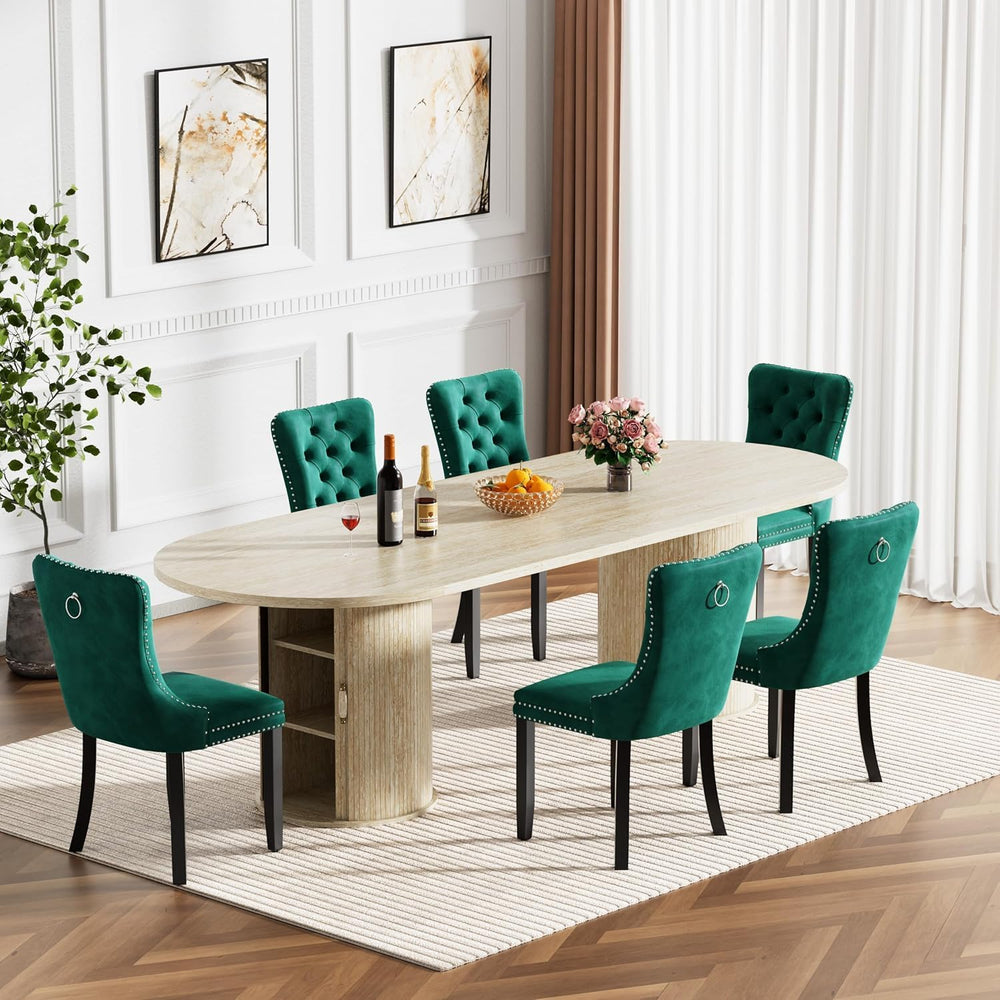 Modern Extendable Dining Table for 6-8-10,Rustic Expandable Oval Kitchen Tabl...