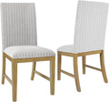 HomePop Upholstered Wood Apron Dining Chair - Light Gray Stripe (Set of 2)