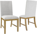 HomePop Upholstered Wood Apron Dining Chair - Light Gray Stripe (Set of 2)