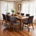 SyMax Dining Chairs Set of 8, Faux Leather Dining Room Chairs with Stitched Edge Trim, Modern High-End Kitchen Side Chairs for Bedroom, Living Room, Dark Brown