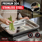 BLAZIN' GRILL Prep and Serving Trays | Set of 2 Stackable, Stainless Steel BBQ Grill Trays | Serving Platter for Marinating, Serving & Chopping | Grill Accessories for Plating Food & BBQ Prep Tub |