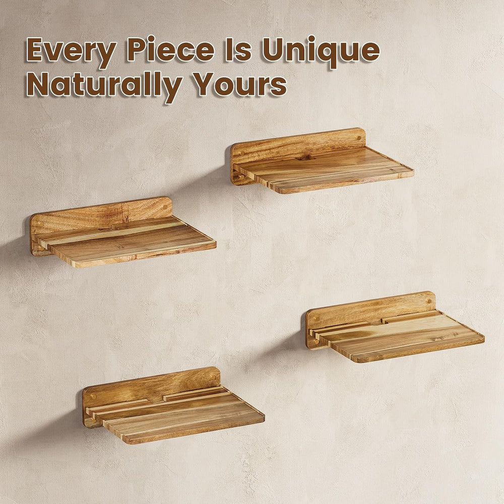 Acacia Wood Projector Shelf Wall Mount, 15.75" Floating Wall Shelf for P...