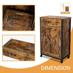 VINGLI 13 Gallon Tilt Out Trash Cabinet, Wood Hidden Trash Can Kitchen Cabinet with Drawer, Movable/Freestanding Pet Proof Storage Organizer, Laundry Basket Living Room Storage, Rustic Brown