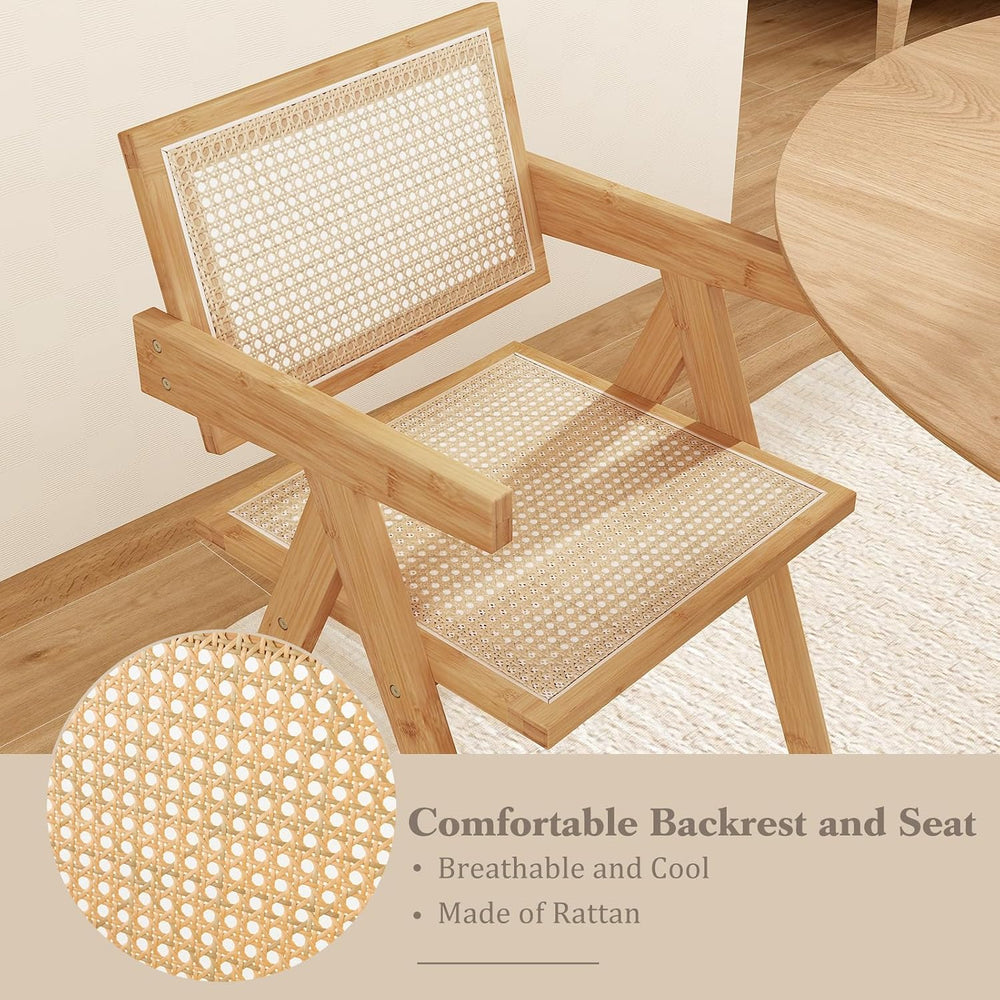 GIANTEX Rattan Dining Chairs Set of 2, Boho Cane Living Room Chairs, Max Load...