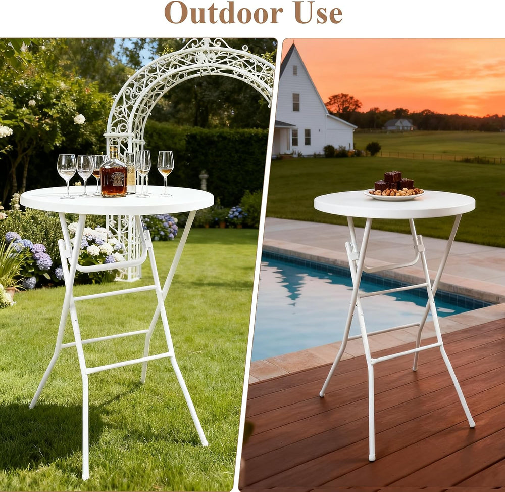 Folding Round Table, 32in Cocktail Table, High Top Table with Removable Legs,...