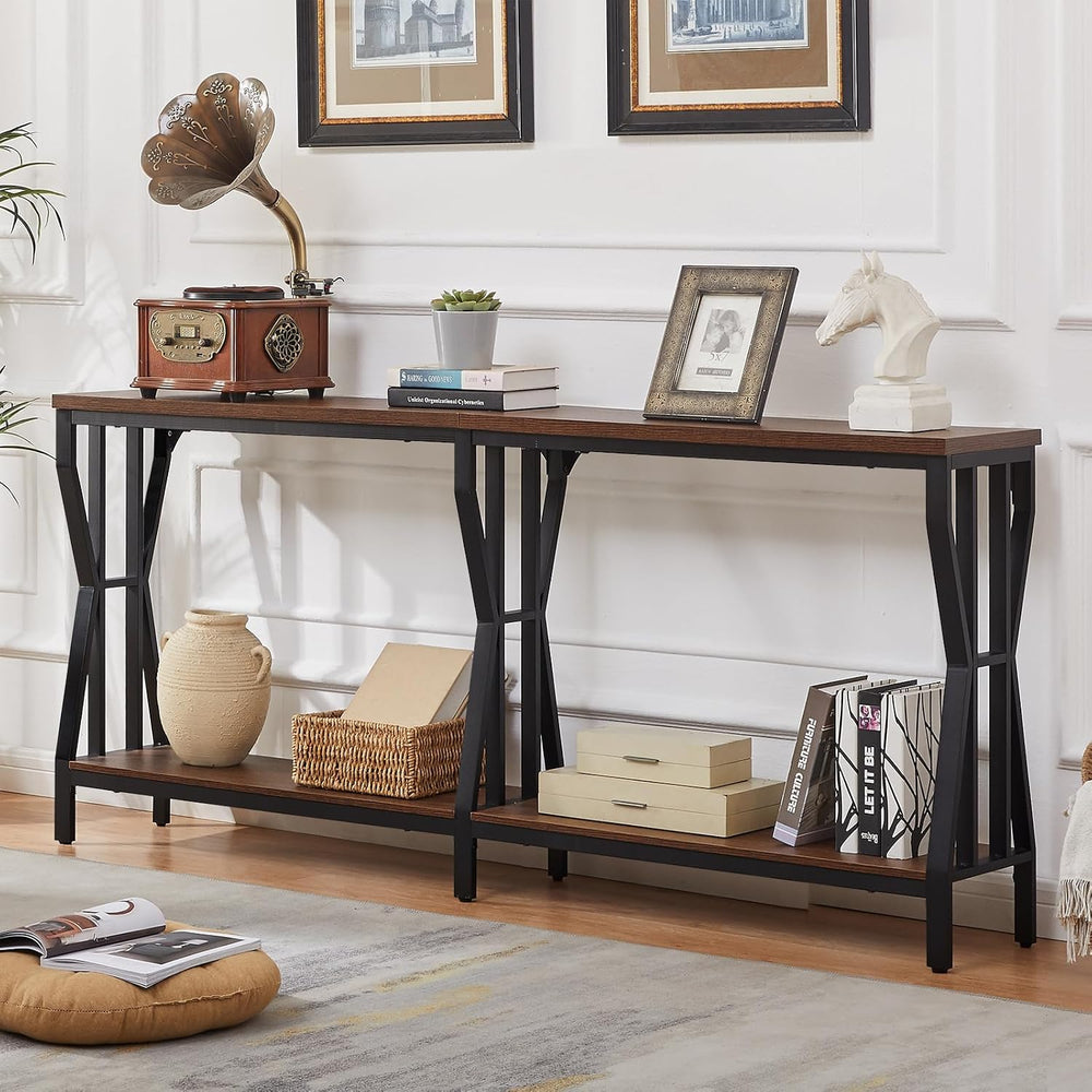HOMISSUE Sofa Console Table, 70.9" Extra Long Sofa Table with 2-Tier Sto...