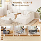 Vesgantti 106" Cloud Sectional Couch with Chaise, Deep Seat Modular Sectional Sofa Chenille Memory Foam Sofa Boneless Couches for Living Room Bedroom, No Assembly Required (Beige, Right-Facing Chaise)
