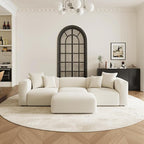 Acanva Convertible Modular Sectional Sofa with Movable Ottomans, Free Combination Corduroy Couch for Living Room Apartments, L-Shaped, White