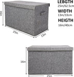 popoly 2 Pack Large Toy Box Chest with Lid, Collapsible Sturdy Toy Storage Organizer Boxes Bins Baskets for Kids, Boys, Girls, Nursery, Playroom, 25"x13" x16" (Linen Gray)