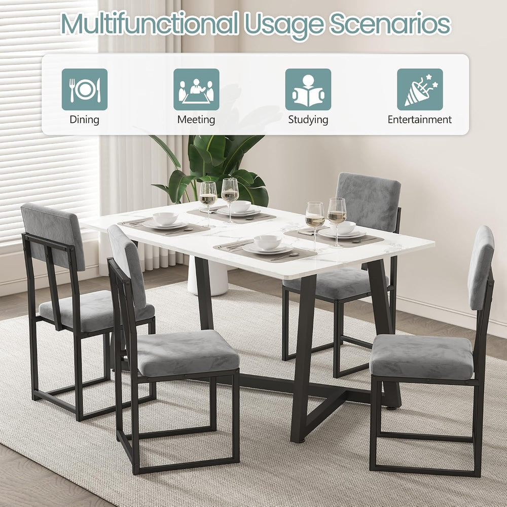 HUGROVE 5 Piece Dining Set, 47.24'' Faux Marble Dining Table Set for ...