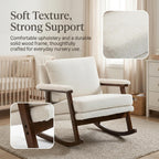Rocking Chair Nursery, Compact Glider Rocking Chair for Indoor Use, Small Upholstered Rocker Chair for Bedroom Living Room, Teddy Fleece Accent Chair,White