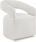 Upholstered Dining Chairs with Casters, Modern Barrel Side Armchair with Rollers for Dining Room, Bedroom, Kitchen, Reading Room, Beige, Set of 1