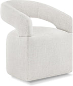 Upholstered Dining Chairs with Casters, Modern Barrel Side Armchair with Rollers for Dining Room, Bedroom, Kitchen, Reading Room, Beige, Set of 1