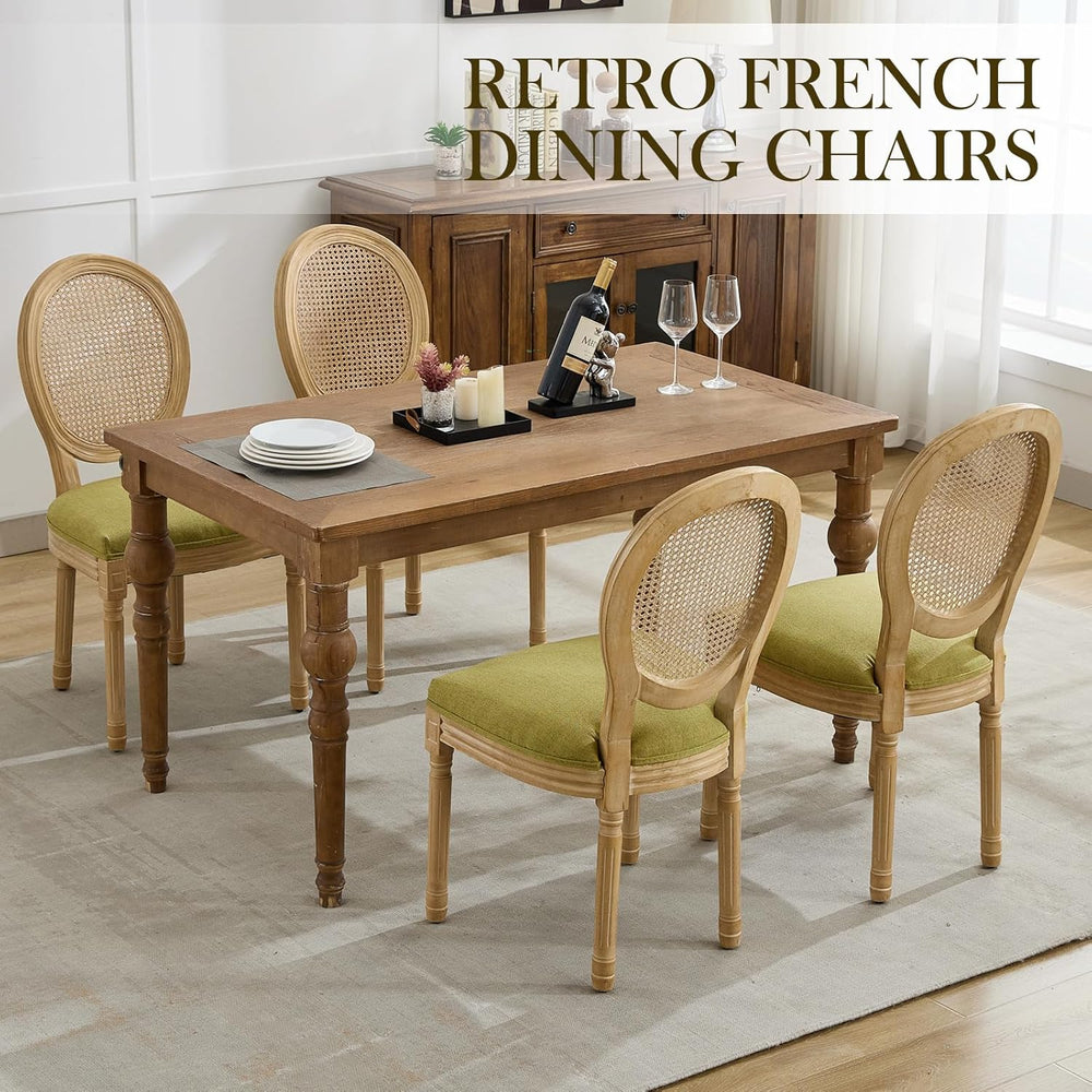 French Country Dining Chairs Set of 4，Fabric Upholstered Dining Chair with Ro...