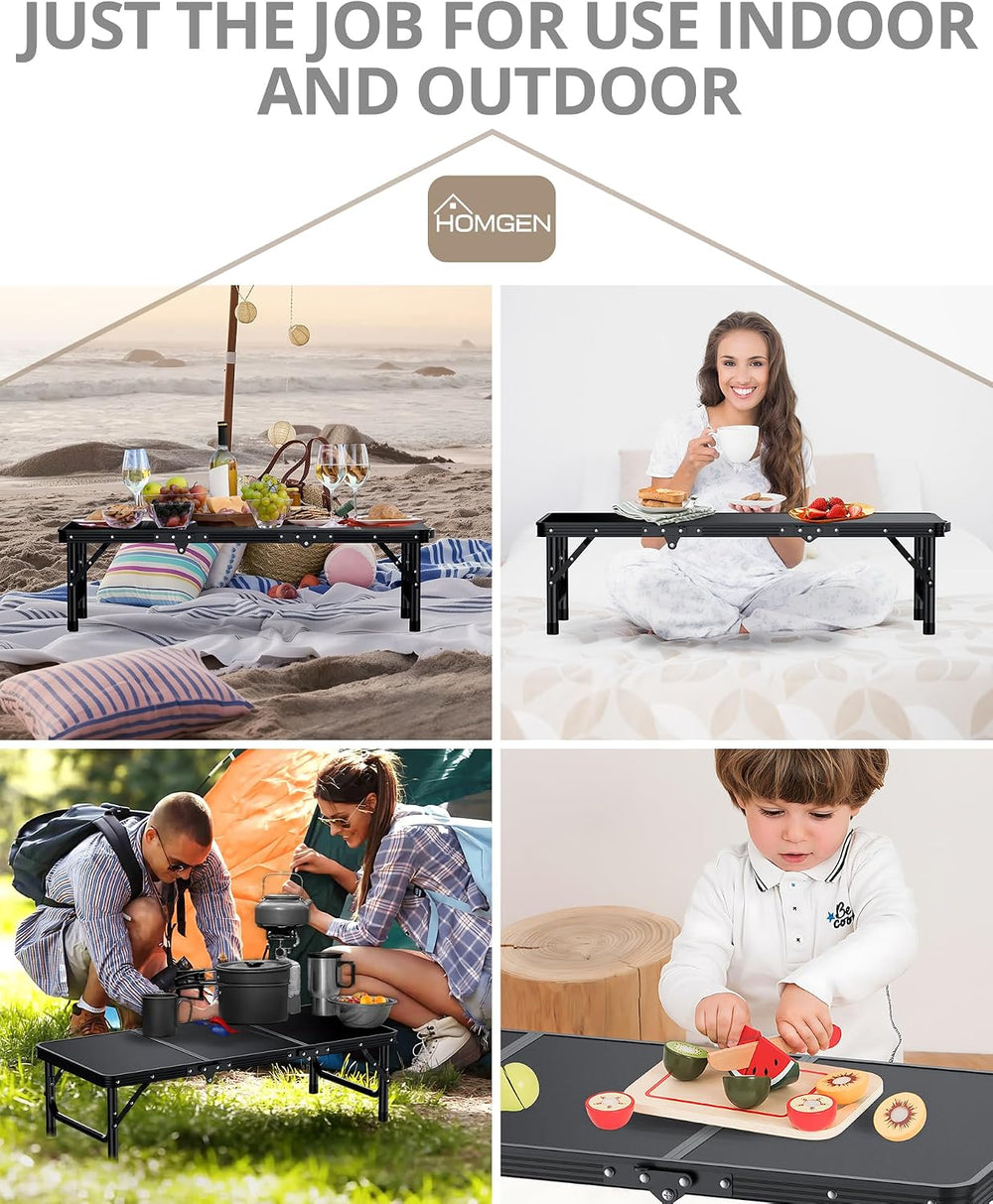HOMGEN Stable Tri-Foldable Camping Small Table-Up to 66lbs Capacity