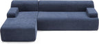 107" Modular Sectional Cloud Couch, Boneless couches Sponge sectionals for Living Room, High Density Sponges Sofa, Modular L-Shape with Chaise, Blue
