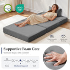 Youzi Folding Sofa Bed Convertible Sleeper Chair with Pillow, 4-in-1 Foldable Mattress Futon Couch Bed to Lounge Chair for Living Room, Bedroom, Dorm & Guest, Washable Cover, Dark Gray, Single