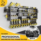 49" W Large Power Tool Organizer Wall Mount, 4 Layer Heavy Duty Metal Tool Storage Rack with 12 Drills Holder, Utility Racks for Garage Workshop, Ideal Garage Organization