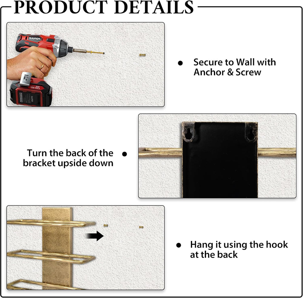 Wall Mount Wine Rack, Hand Forged Wall Racks for Wine Bottles Display and Sto...