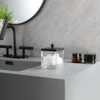 Clear Transparent Hotel Style Apothecary Tempered Glass Canister Jar W/ Matte Black Metal Lid Cover, Classic Countertop Organizer for Cotton balls/pads, Floss Picks, Makeup Storage