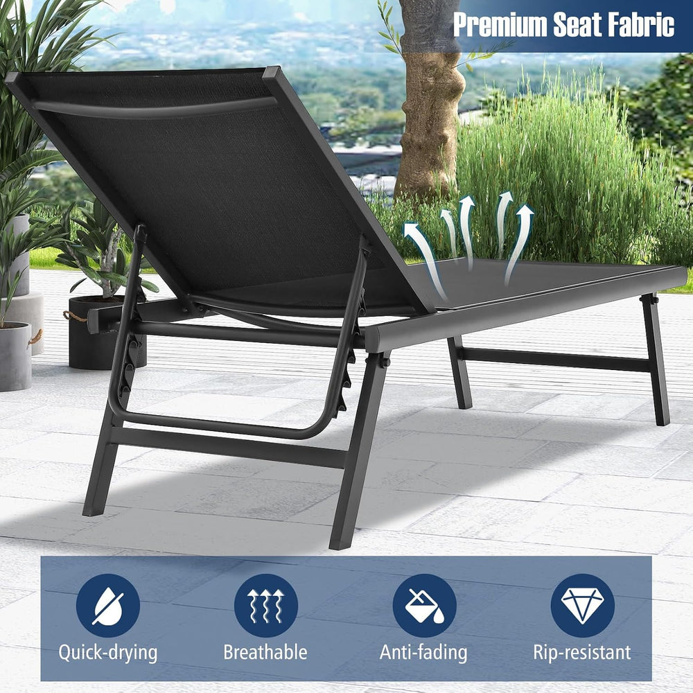 Tangkula 3 Piece Patio Chaise Lounge Set, Aluminum Patio Recliner with Coffee...