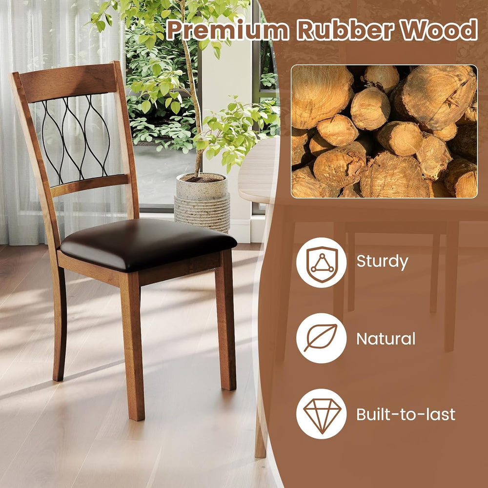Giantex Dining Chairs Set of 4, Faux Leather Upholstered Armless Kitchen Chai...
